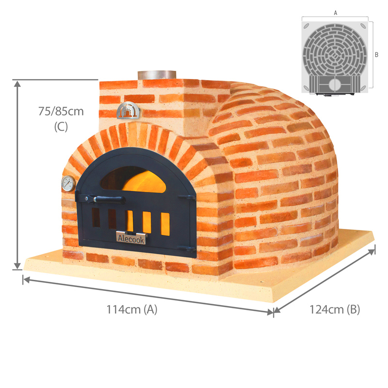 Imagen de horno de leña alecook modelo venecia bunker 86 recto con medidas