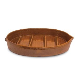 Bandeja Asador Ovalado de barro fondo Estriado