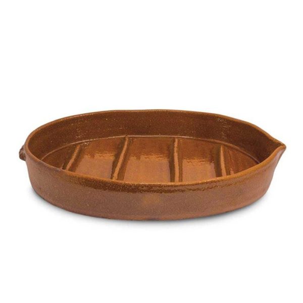 Bandeja Asador Ovalado de barro fondo Estriado