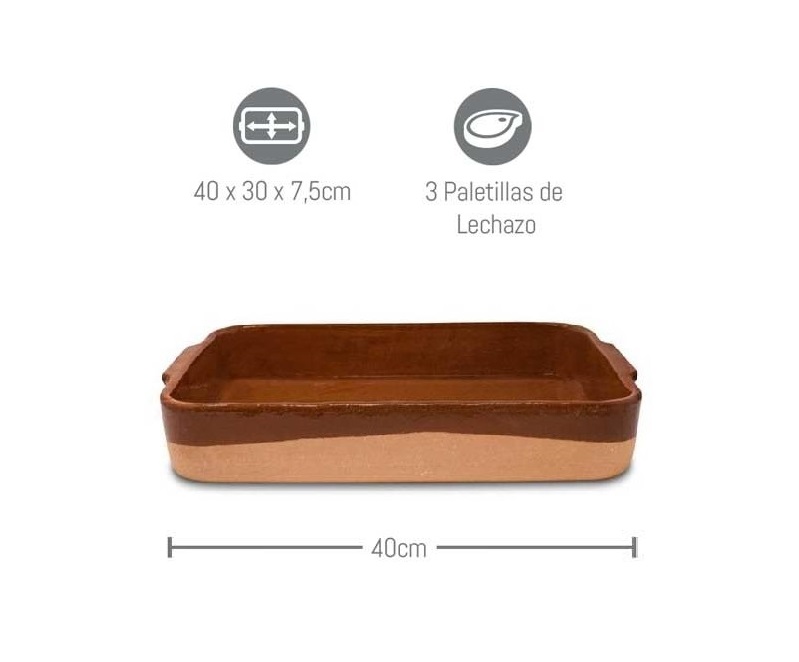 Asador rectangular con cotas de medida