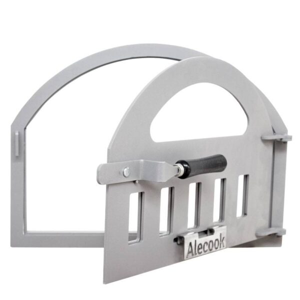 Puerta de hierro con Cristal color Gris  especial para horno de leña